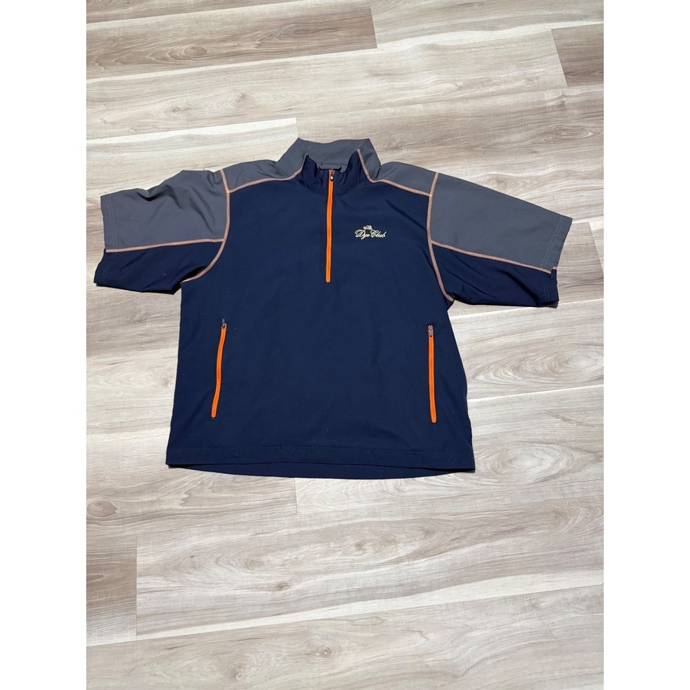 FootJoy Pullover Mens L Navy Blue Grey 1/4 Zip Golf Windbreaker/Rain Dye Club